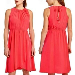 Athleta Neon Coral Tassel Wrap Dress Size XS